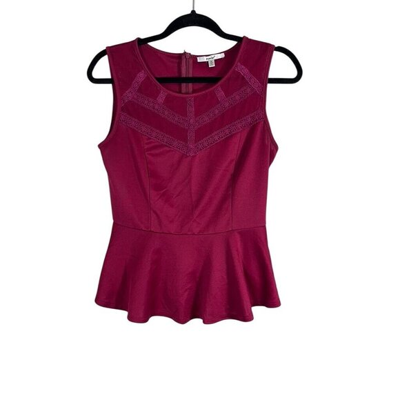 Papaya Top Women M Red Floral Peplum Retro Y2K Mesh Babydoll Neutral Tomato Girl - Picture 1 of 11